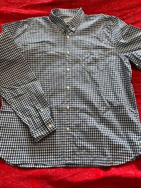 Lacoste Regular Fit Blue White Gingham Button-Down Shirt Men's XL Long Sleeve